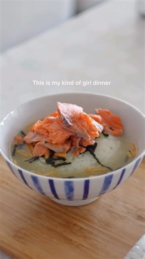 Charlie Ella on Instagram: "One of my favourite comfort dishes: Ochazuke 🍵✨ Topped with wild caught salmon from @butcher_crowd So simple, cosy, and comforting. Option 1: Use the OG ochazuke packets (I love the original flavour, but you can also get umeboshi, wasabi, or roe). You can find at any Japanese grocer. I usually get mine from @midomartau @gonggrocer @tokyo_mart . It’s important you use Japanese rice 🍚 Option 2: Build your own toppings: nori, crushed rice crackers, perilla furikake, um