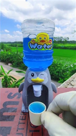 🐧💧 Mini Penguin Drinking Water Fountain! Cyan Dark Tap Aesthetic Is So Satisfying ✨🚰(HD.2511) #viral