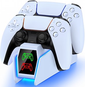PS5 Controller Charger Station, Dual Fast Charging Dock for PS5 Dualsense Controller with RGB LED Light, PS5 Accessories