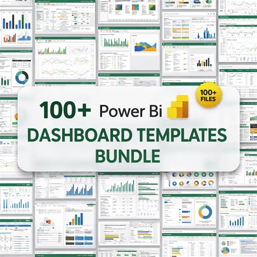 100  Power BI Templates Bundle | KPI Dashboard Reports, Sales, Finance & Marketing Analytics (digital download)