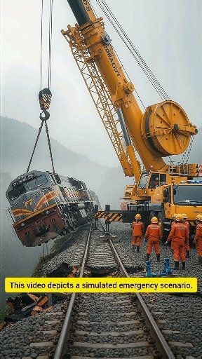 Heavy Equipment Safety: Locomotive Recovery (AI Simulation) 😳🚨 #train #railway #reels #usa #uk #german #canada . . . . . . ⚠️ Disclaimer: This video is an AI-generated simulation created for educational and entertainment purposes only. No real people, animals, or trains were involved or harmed. Do not attempt to replicate any actions shown. | Locomotive Railways