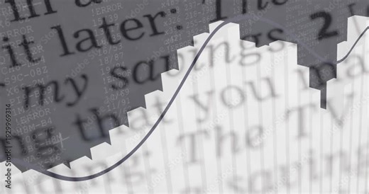 Grayscale showing 3D white bar chart and curved trend line appearing, sweeping, visualizing savings