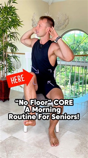 3 “No Floor Core” Exercises - From my living room to yours - step by step instruction! Safe and no equipment! #chaircore #midsection #abs #abdomen #abdomenmuscle #core #coreworkout #seniorexercise #improvement #shortworkout #quickandeasy | Grow Young Fitness