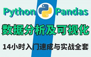 【14小时速成】零基础入门Pandas数据分析及可视化全套教程，实战练习全程干货无废话！快速上手（Python|Pandas|matplotlib数据分析）