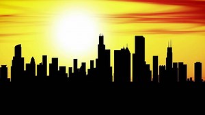 Download Chicago city skyline sunset, timelapse for free