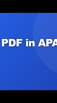How to Cite a PDF in APA 7 #Shorts