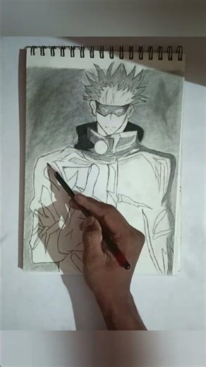 draw gojo in one pinger atak move on red boll//jujutsu kaisen//anime drawing step by step