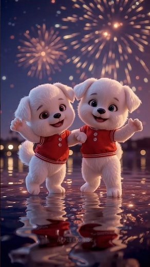 Puppies Dancing Under Fireworks 🎆🐶 Funniest Dog Show at Night | #Shorts #DogDance