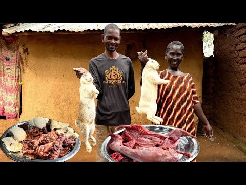 Traditional Rabbit Cooking Over Open Fire🔥Grilling Whole Rabbits With My Husband |Romantic cooking