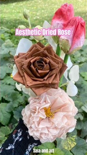 How to make aesthetic rose | easy rose from paper | brown rose making | #shorts #craft
