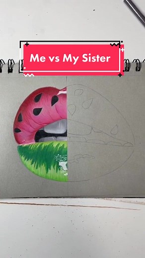 Me vs My Sister Drawing Challenge: Realistic Colored Pencil Art