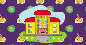 Digital Animation School Building Icon Color Palette Geometrical Equipment Icons