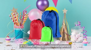 PALTERWEAR Drawstring Bag with Toggle - Nylon Cinch and Ditty Sturdy Organization Pouch Six-Pack (Red, 10 x 15 Inch, Set of 6)