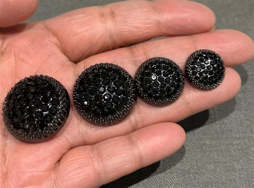 Black Rhinestone Shank Buttons: Metal Coat Fasteners (10-25mm)sewing Accessories/fancy Buttons - Etsy