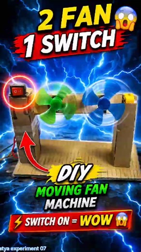 Amazing DIY Moving Fan Machine with Switch ⚡🔥 #diy #movingfan#scienceproject