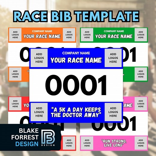 PRINTABLE Race Bib Template CUSTOM Editable(canva Link) - Etsy