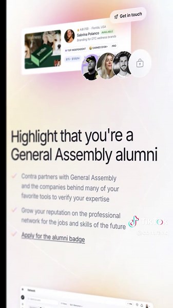 A fun launch to kickstart new careers! We’ve teamed up with @General Assembly to launch the General Assembly Alumni network on Contra! Now alumni from General Assembly’s tech training courses in software engineering, data, and user experience design can get certified, discovered, and hired commission-free. Learn more about the partnership: https://contra.com/general-assembly