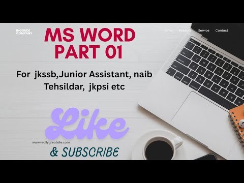 💻 MS Word Part 01 |Computer for JKSSB, Junior Assistant, Naib Tehsildar, JKPSI, SSC, & All Exams
