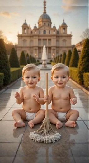 “Cute Twin Babies Cleaning | Funny Baby Mop Cleaning Video