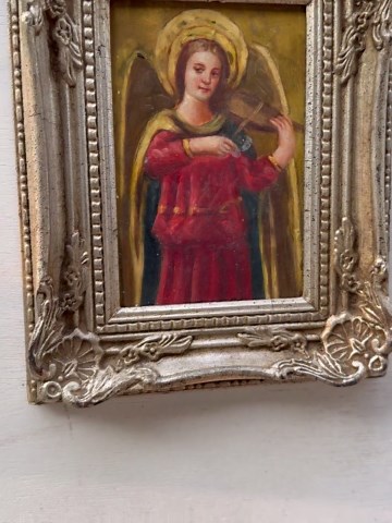 Hand-painted Religious Angel Oil Painting | Vintage Carved Framed Art 18 × 23 Cm - Etsy