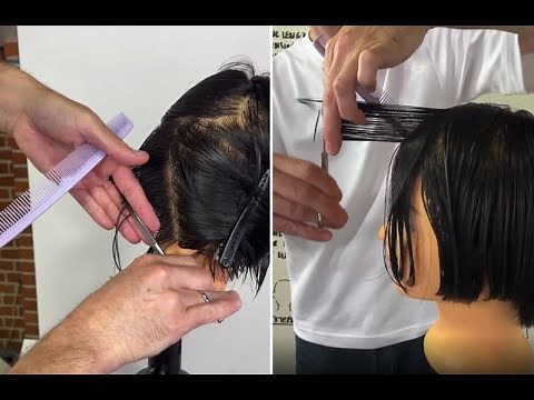 1920’s inspired flapper Bob Hair | Graduation Bob Haircut with scissor and razor