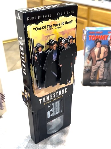 Tombstone VHS Art - Upcycled Handmade 3D Layered Val Kilmer VHS Artwork - Repurposed Videotape