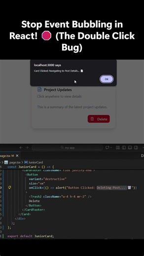Stop Event Bubbling in React! #shorts #javascript #reactjs #code #coding #viral #html #css #frontend