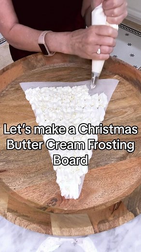 Easy Butter Cream Frosting 1 can premade vanilla or buttercream frosting 1 stick of butter, softened 1 cup confectioner sugar Mix together with an electric mixer until nicely whipped. Scoop into piping bag with any shape frosting tip you like! For a Butter Cream Frosting Board just cut out any shape you want with parchment paper and place down on your board before piping. Use shortbread cookies, graham crackers or pretzels for dipping! #christmasideas #dessertideas #buttercreamfrosting #christma
