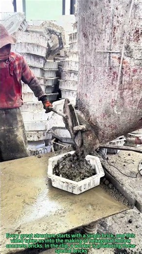 Hexagonal Hollow Concrete Brick: Making Process Shown