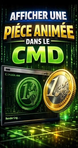 Afficher une pièce animée dans le CMD 😳💰 #cmd #windows #windows10 #windows11 #astuce #tips #shorts