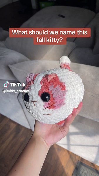This adorable crochet kitty needs a name and I need your help! #crochet #crochetersoftiktok #crochettok #crafts