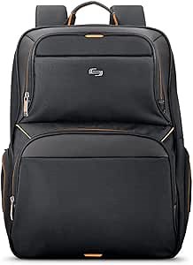 Solo New York Laptop Backpack for Women & Men -Carry On Bookbag for Travel & Work, Fits 17.3" Computer, Lightweight Bag, Side Zippered Pockets, Padded Straps - Ambition, Black