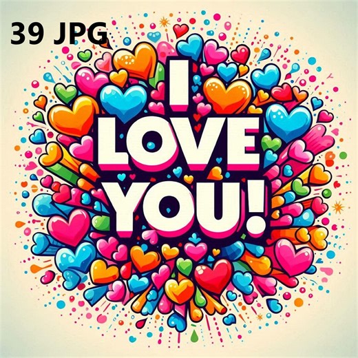 I Love You Hearts Clip Art, Valentine's Day Designs (JPG Digital Download) - Etsy