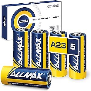 Allmax A23 12V Maximum Power Alkaline 23A Batteries (5 Count) – Ultra Long-Lasting, Leakproof Design