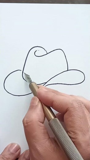 How to Draw a Cowboy Hat Step by Step | Cowboy Hat Drawing | Western Hat Line Art #shorts #ytshorts