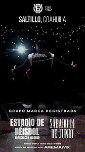 71K views · 2.8K reactions | El próximo sábado 14 de junio Grupo Marca Registrada  se presentará en el Estadio De Béisbol “Francisco I Madero” de Saltillo, Coahuila  “Mi Mundo By Evo Tour 2025” ♾️ Adquiere tus boletos en arema.mx  #grupomarcaregistrada #rbmusic #mimundobyevo #envivo #evo | RB Music | Facebook