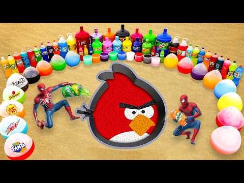 EXPERIMENT: Giant Toothpaste Eruption from the Angry Birds Pit, Big Coca Cola, Fanta, 7UP vs Mentos