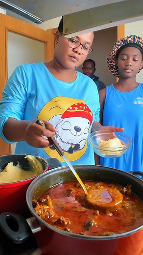 168K views · 3.1K reactions | Dishing out fufu with palmnut goat meat soup for my family, dinner time | Jenny's World Productions | Facebook