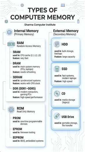 Computer Memory: Internal Memory and External Memory Difference #short #tech #viralshorts #memory