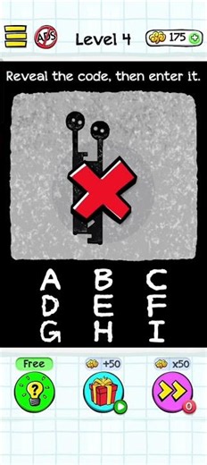 Braindom game walkthrough level 4 (Reveal the code,then enter it)