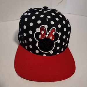Disney MINNIE MOUSE Embroidered Hat With Sequins Polka Dot Snapback NWOT