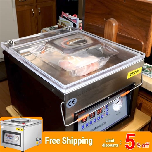 VEVOR Chamber Vacuum Sealer, 260W Sealing Power, Vacuum Packing Machine for Wet Foods, Meats, Marinades and More, Compact Size with 10.2" Sealing Length, Applied in Home Kitchen and Commercial Use | VEVOR Home Improvement Europe