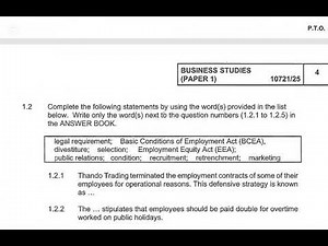 Business Studies Paper 1 Grade 12 Section A Prelim 2025 GP