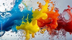 Dynamic splash art featuring vibrant colors mixing in a stunning water display over a neutral background Stock Video