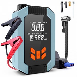 Portable Car Jump Starter 4000A Peak 12V with Air Compressor (150 PSI), Smart Jumper Cables, LED Light and LCD Display - Walmart.com