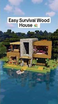Easy Survival Wood House | Tutorial 🏡 #minecrafttutorial #minecrafthouse #minecraft #mcxiaoli