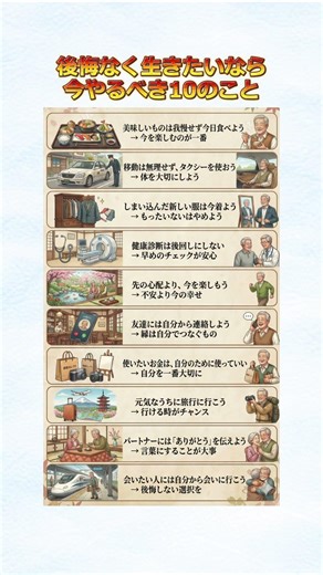 後悔なく生きたいなら今やるべき10のこと #シニアライフ #人生を楽しむ #後悔しない生き方 #今を大切に