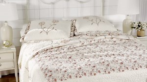 BrylaneHome Margaret Embroidered Bedspread - Full, Light Blue Yellow