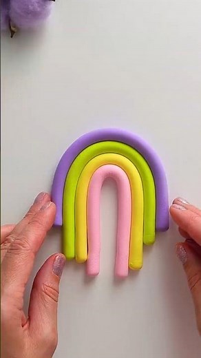 DIY Clay Rainbow Keychain | Cute Air Dry Clay Craft 💜 #diy #keychain