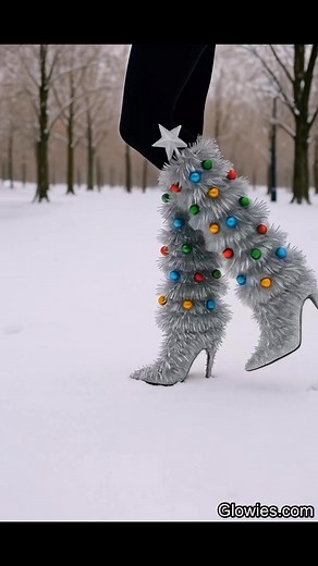 328K views · 1.6K reactions | These silver tinsel Christmas tree boots are adorable with their colorful ornaments and so fun in the snow. ❄️ | Monique Lula | Facebook